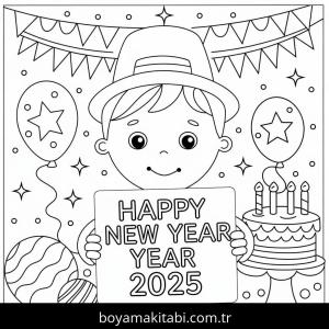 Mutlu Yıllar 2025 Boyama