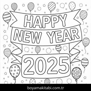 Mutlu Yıllar 2025 Boyama