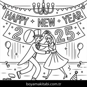 Mutlu Yıllar 2025 Boyama