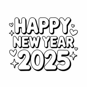 Mutlu Yıllar 2025 boyama sayfası,  coloring page, Mutlu Yıllar 2025 Yazdırılabilir, 