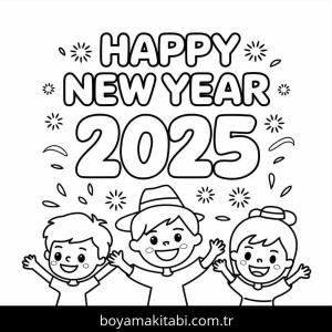 Mutlu Yıllar 2025 Boyama