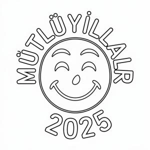 Mutlu Yıllar 2025 boyama sayfası,  coloring page, Mutlu Yıllar 2025 çok eğlenceli, 