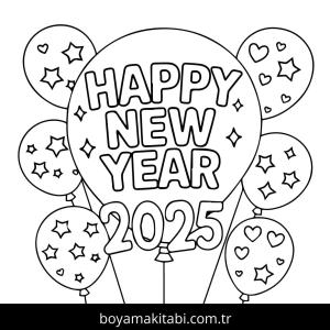 Mutlu Yıllar 2025 Boyama