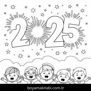 Mutlu Yıllar 2025 Boyama