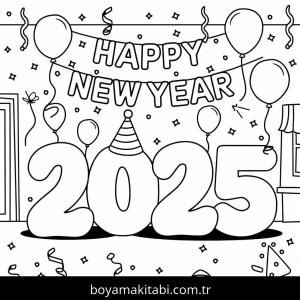 Mutlu Yıllar 2025 Boyama