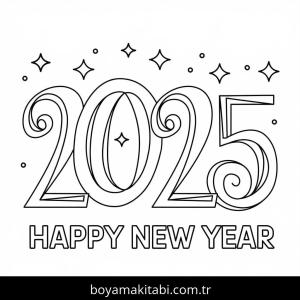 Mutlu Yıllar 2025 Boyama