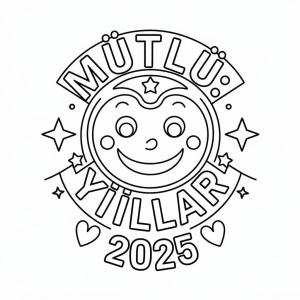 Mutlu Yıllar 2025 boyama sayfası,  coloring page, Resim Mutlu Yıllar 2025 ücretsiz, 