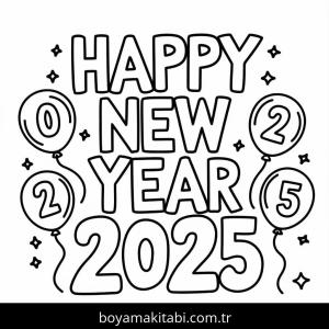 Mutlu Yıllar 2025 Boyama
