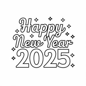 Mutlu Yıllar 2025 boyama sayfası,  coloring page, Çocuklarla Mutlu Yıllar 2025 temel, 