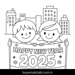 Mutlu Yıllar 2025 Boyama