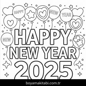 Mutlu Yıllar 2025 Boyama