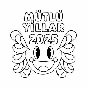 Mutlu Yıllar 2025 boyama sayfası,  coloring page, Mutlu Yıllar 2025 eğlencesi, 