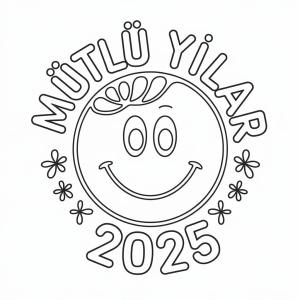 Mutlu Yıllar 2025 boyama sayfası,  coloring page, Resim çiz Mutlu Yıllar 2025, 