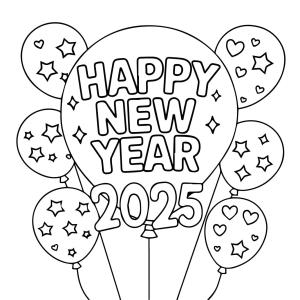 Mutlu Yıllar 2025 boyama sayfası,  coloring page, Mutlu Yıllar 2025 Ücretsiz, 