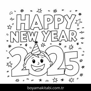 Mutlu Yıllar 2025 Boyama