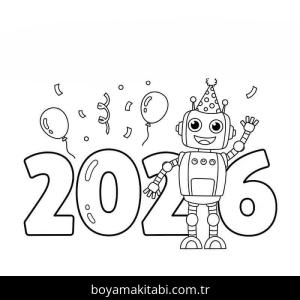Mutlu Yıllar 2026 boyama sayfası – ücretsiz yazdır, boyama etkinliği
