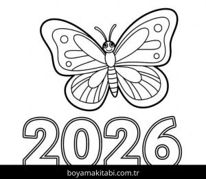 Mutlu Yıllar 2026 boyama sayfası – boyama çalışması, yaratıcılığı geliştirir