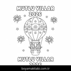 Mutlu Yıllar 2026 boyama sayfası – yaratıcılık, eğlenceli etkinlik