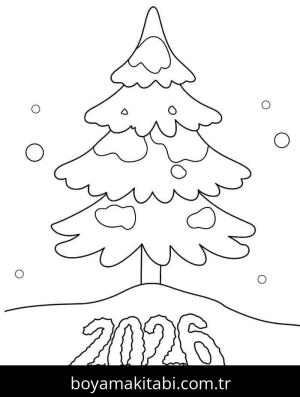 Mutlu Yıllar 2026 boyama sayfası – yaratıcılığı geliştirir, keyifli zaman