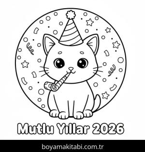 Mutlu Yıllar 2026 boyama sayfası – yaratıcılık, eğlenceli etkinlik
