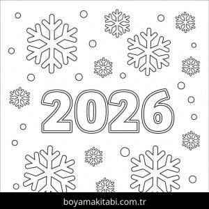 Mutlu Yıllar 2026 boyama sayfası – eğlenceli etkinlik, el becerilerini geliştirir