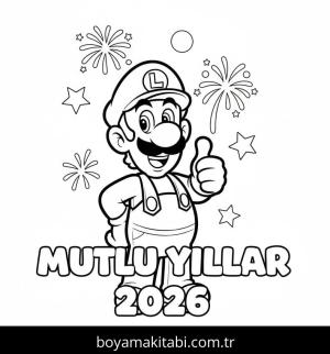 Mutlu Yıllar 2026 boyama sayfası – eğitici aktivite, yaratıcılık