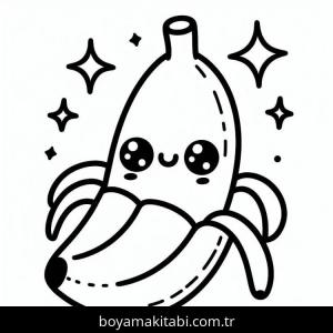 Muz boyama sayfası – boyama etkinliği, çocuk aktivitesi