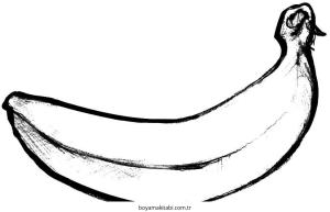 Muz boyama sayfası – çizgi film temalı, basit çizim