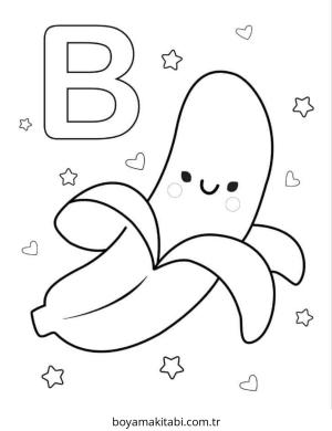 Muz boyama sayfası – boyama etkinliği, çocuk aktivitesi