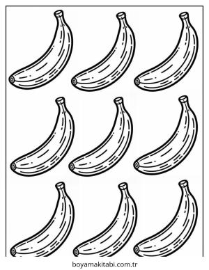 Muz boyama sayfası – basit çizim, kolay boyama