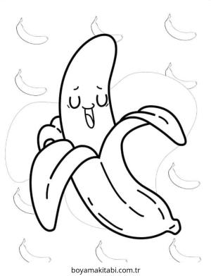 Muz boyama sayfası – renkli çizimler, okul öncesi