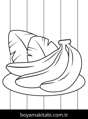 Muz boyama sayfası – çocuk aktivitesi, PDF indir