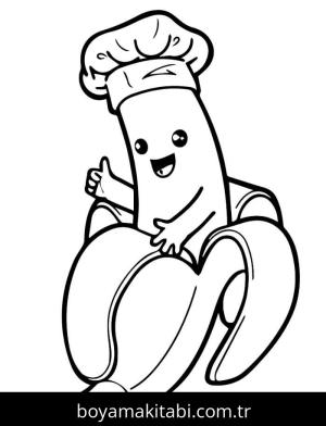 Muz boyama sayfası – sevimli karakter, sanatsal çalışma