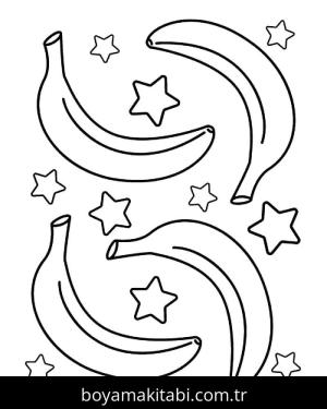 Muz boyama sayfası – keyifli zaman, renkli çizimler