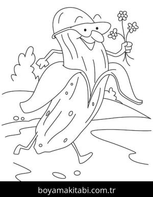 Muz boyama sayfası – sanatsal çalışma, çocuklar için