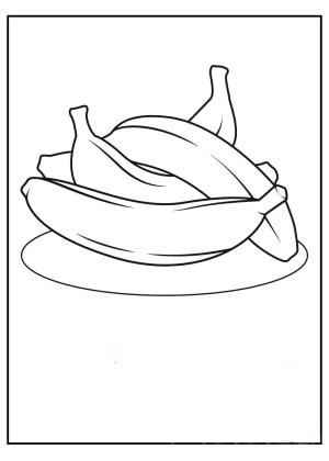 Muz boyama sayfası,  coloring page, Muz Tabağı, 