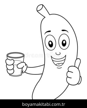 Muz boyama sayfası – boyama etkinliği, çocuk aktivitesi