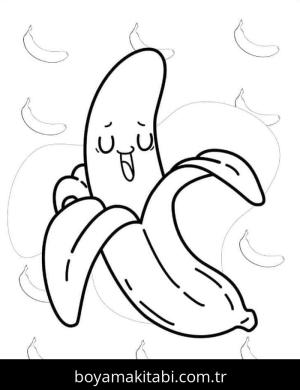 Muz boyama sayfası – yaratıcılık, eğlenceli etkinlik