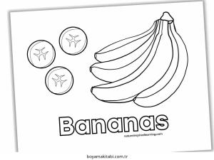 Muz boyama sayfası – çocuk aktivitesi, PDF indir