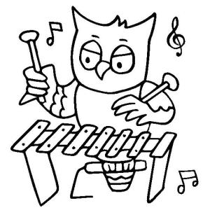 Müzik Enstrümanı boyama sayfası,  coloring page, Baykuş Müzik Aletleri Çalıyor, 