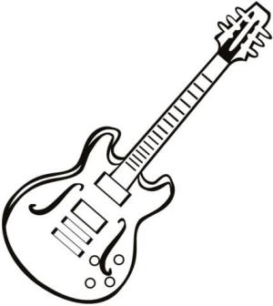 Müzik Enstrümanı boyama sayfası,  coloring page, Temel Elektro Gitar, 