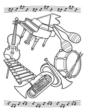 Müzik Enstrümanı boyama sayfası,  coloring page, Temel Müzik Aleti, 