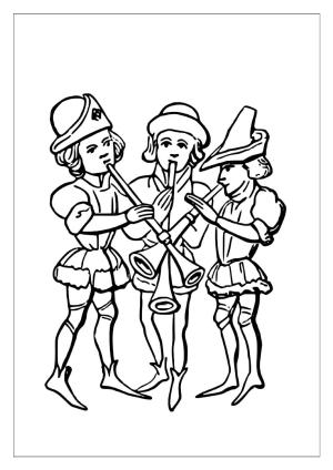 Müzik Enstrümanı boyama sayfası,  coloring page, Üç Kişilik Müzik Aleti, 