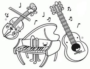 Müzik Enstrümanı boyama sayfası,  coloring page, Sevimli Müzik Aleti, 