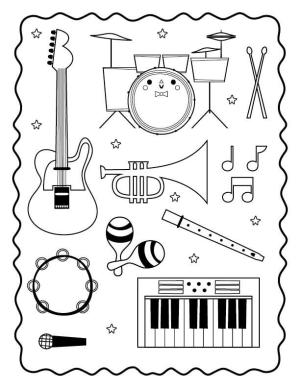 Müzik Enstrümanı boyama sayfası,  coloring page, Basit Müzik Enstrümanı, 