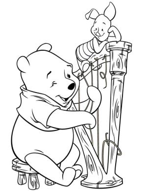 Müzik Enstrümanı boyama sayfası,  coloring page, Pooh Ayı ve Domuz Yavrusu Müzik Aletleri Çalıyor, 