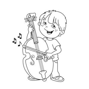 Müzik Enstrümanı boyama sayfası,  coloring page, Müzik Aletleri Oynayan Çocuk, 