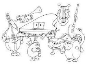 Müzik Enstrümanı boyama sayfası,  coloring page, Karikatür Müzik Aleti, 