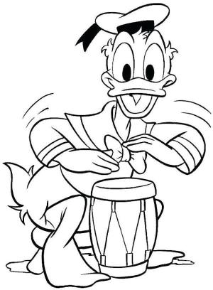 Müzik Enstrümanı boyama sayfası,  coloring page, Donald Duck Müzik Aletleri Çalıyor, 