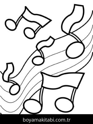 Müzik Notaları boyama sayfası – PDF indir, sevimli karakter